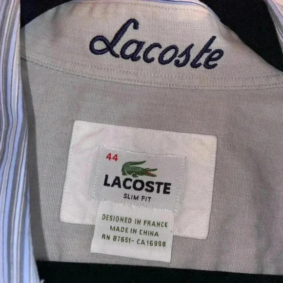 Lacoste Men’s 44 Slim Fit Striped Button Down - Picture 4 of 7